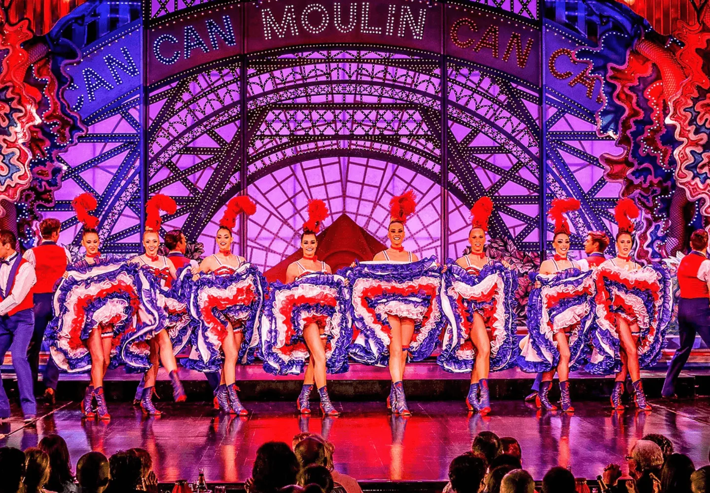 Cancan dancers on the Moulin Rouge stage